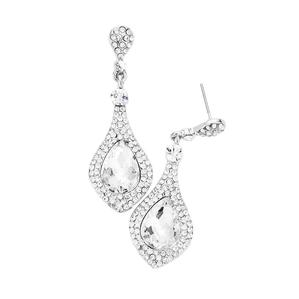 Silver Teardrop Crystal Rhinestone Pave Evening Earrings, will give you a classic, elegant look. They feature a teardrop-shaped design and are adorned with crystal rhinestones for an eye-catching touch. Perfect for any special occasion, night out party, Mother's Day, Graduation, Prom Jewelry, Just Because, etc. Stay elegant.