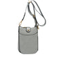 Vegan Leather Crossbody Bag with Adjustable Guitar Straps - Silver - Crossbody Bags
