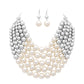 Chunky Multi Strand Pearl Bib Necklace