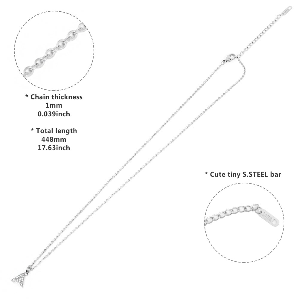 Silver Y-Stainless Steel CZ Stone Paved Monogram Pendant Necklace is made from high-quality stainless steel and features stunning CZ stones. The intricate monogram design adds a personal touch, making it a perfect accessory or gift. The durable material and sparkling stones ensure a long-lasting shine and style.