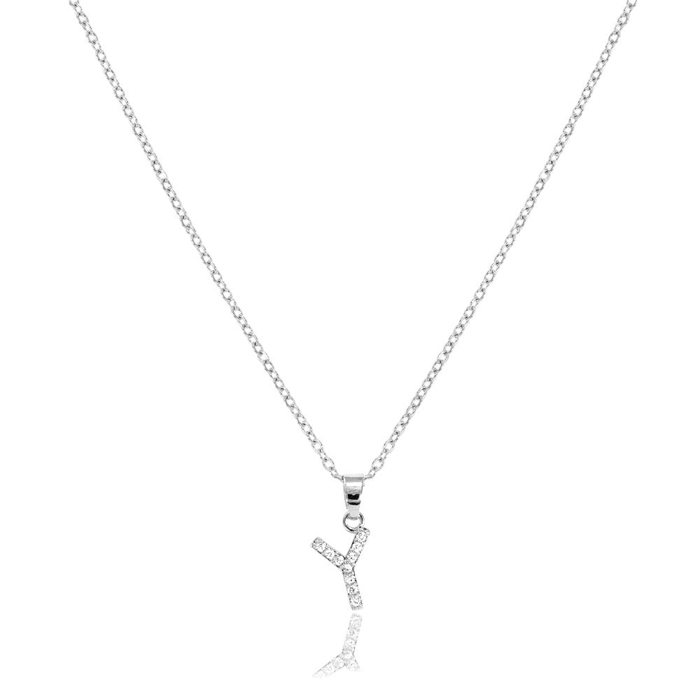 Silver Y-Stainless Steel CZ Stone Paved Monogram Pendant Necklace is made from high-quality stainless steel and features stunning CZ stones. The intricate monogram design adds a personal touch, making it a perfect accessory or gift. The durable material and sparkling stones ensure a long-lasting shine and style.