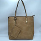 Soft Faux Leather Tote Handbag With Wallet