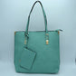 Soft Faux Leather Tote Handbag With Wallet