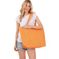 Orange Solid Crochet Straw Tote Bag is perfect for a day at the beach. Made from durable straw material, it features a spacious interior and sturdy handles for carrying all your essentials. Stay stylish and organized with this must-have accessory.