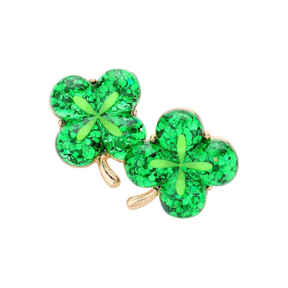 St Patricks Day Clover Stud Earrings, Get festive this St. Patrick's Day with our  Clover Stud Earrings. These unique earrings feature a playful fresh green clover design. These studs are sure to add a touch of luck to any outfit. Perfect for celebrating the holiday or just showing off your love for all things Irish.