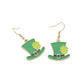 St. Patrick's Day Enamel Leprechaun Hat Dangle Earrings are a festive and fun accessory perfect for celebrating the holiday. Featuring vibrant enamel designs, these earrings showcase a charming leprechaun hat that adds a touch of Irish charm to any outfit. Lightweight and comfortable, they are ideal for parties, parades, or everyday wear during the season.