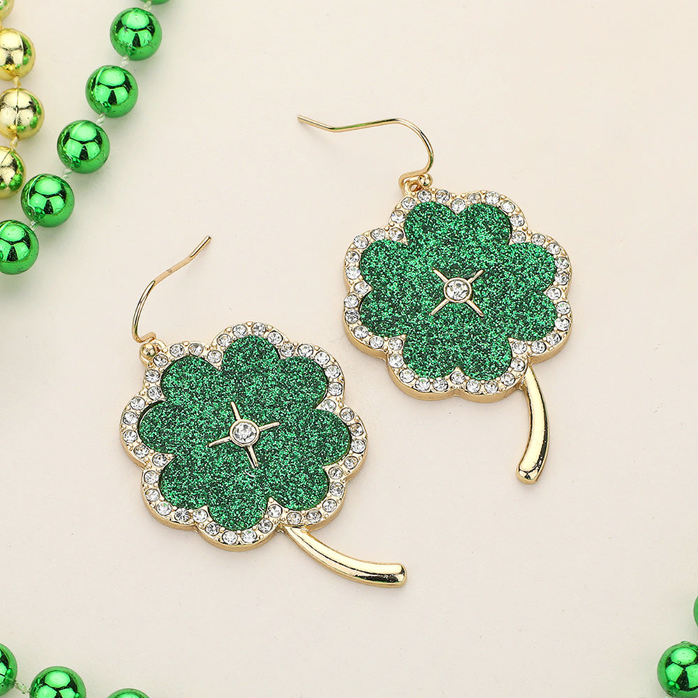 St Patrick's Day Stone Shamrock Clover Dangle Earrings are a festive addition to any outfit. Featuring a charming shamrock design with a touch of sparkle, these earrings are perfect for celebrating the holiday in style. Made with high-quality materials, they are durable and comfortable to wear. 