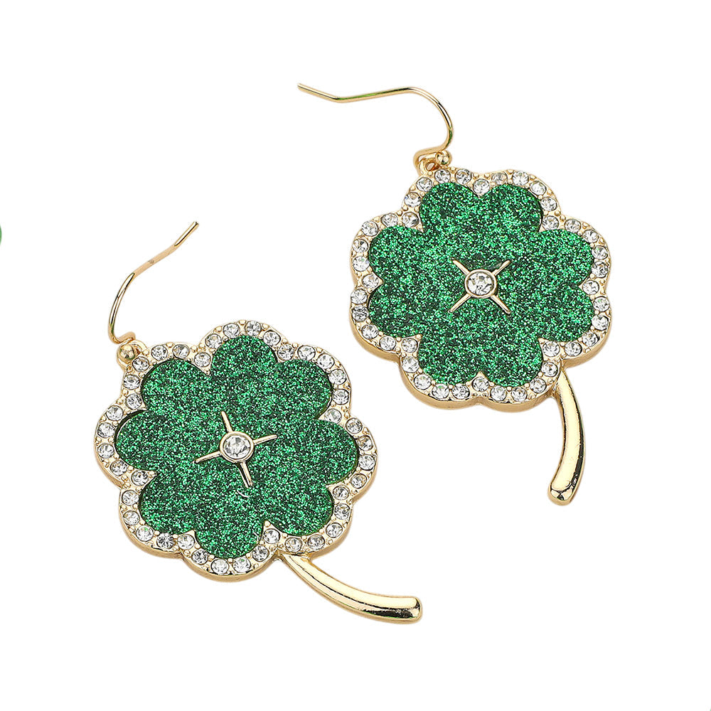 St Patrick's Day Stone Shamrock Clover Dangle Earrings are a festive addition to any outfit. Featuring a charming shamrock design with a touch of sparkle, these earrings are perfect for celebrating the holiday in style. Made with high-quality materials, they are durable and comfortable to wear. 