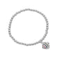 Stainless Steel Ball Stone Paved Fish Beaded Stretch Bracelet - Silver - Bracelet