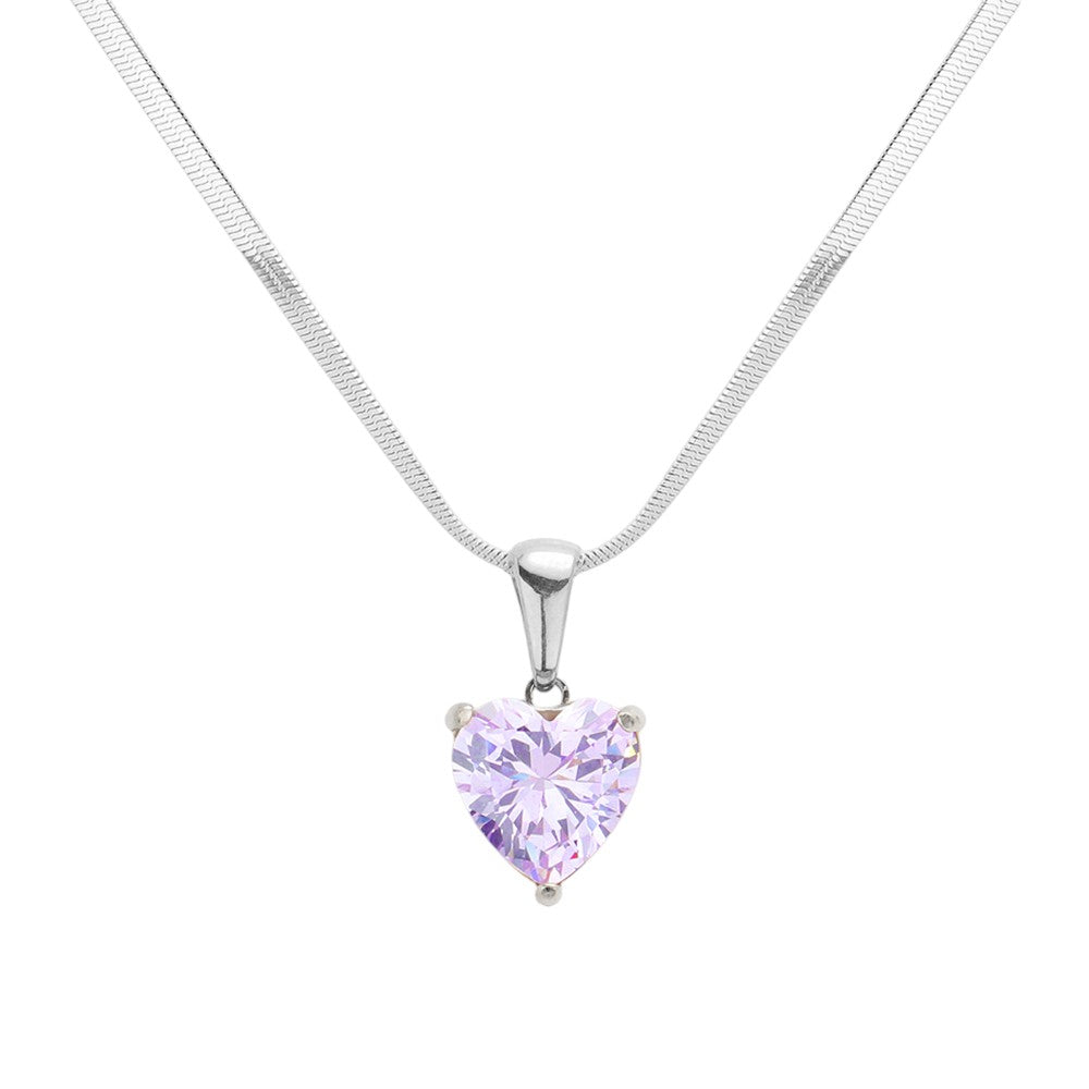 Stainless Steel CZ Heart Pendant Necklace adds a touch of sparkle and style to any outfit. Made from high-quality stainless steel, it resists tarnishing and fading. The CZ heart pendant adds a touch of glamour, making it a perfect accessory for any occasion.