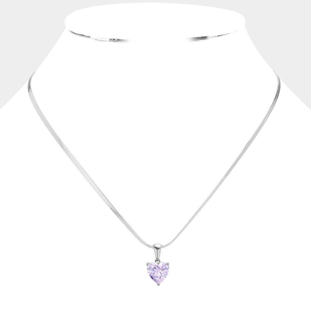 Stainless Steel CZ Heart Pendant Necklace adds a touch of sparkle and style to any outfit. Made from high-quality stainless steel, it resists tarnishing and fading. The CZ heart pendant adds a touch of glamour, making it a perfect accessory for any occasion.