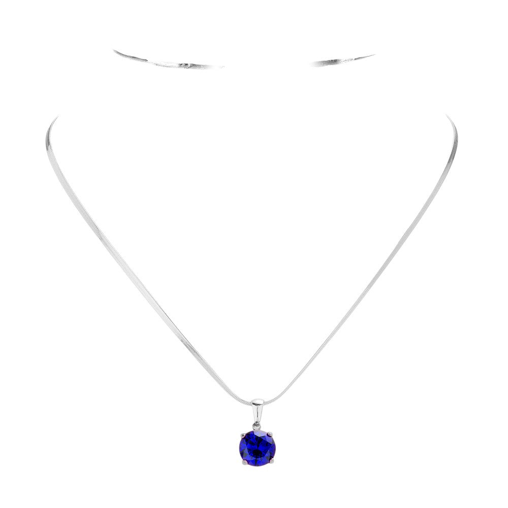 Blue Stainless Steel CZ Round Pendant Necklace is a stylish and durable accessory. Crafted from high-quality stainless steel, this necklace is resistant to tarnishing and fading. Featuring a sparkling CZ round pendant, it adds a touch of elegance to any outfit. Upgrade your jewelry collection with this timeless piece. 
