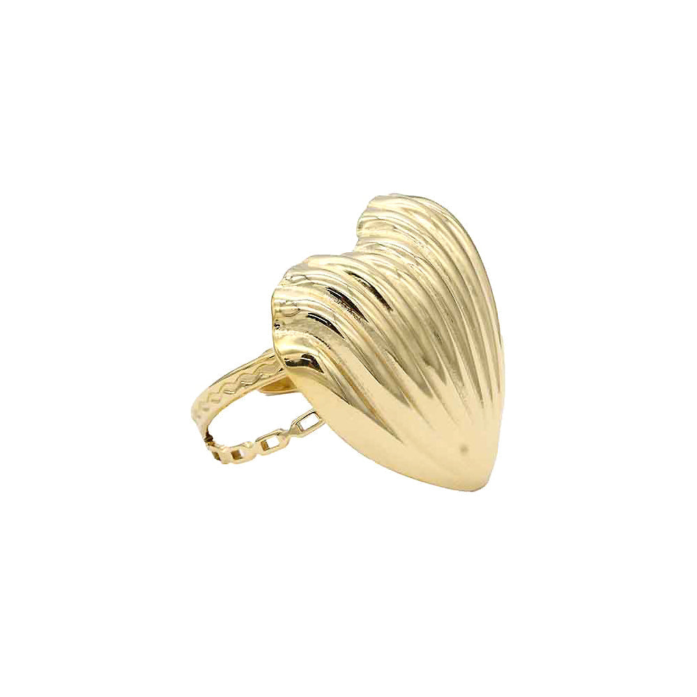 Gold Stainless Steel Ribbed Heart Adjustable Ring offers a stylish and durable option for everyday wear. Crafted from high-quality stainless steel, this ring features a ribbed design and an adjustable band for a comfortable fit. Perfect as a gift or a personal accessory, this ring is a versatile addition to any jewelry collection. 