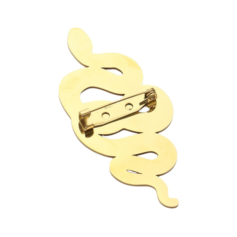 Gold Stainless Steel Snake Pin Brooch is a must-have accessory that will add a touch of edgy elegance to any outfit. Made of durable stainless steel, this brooch is long-lasting and versatile, making it perfect for both casual and formal occasions. Its sleek design and high-quality material make it a great investment for your wardrobe.