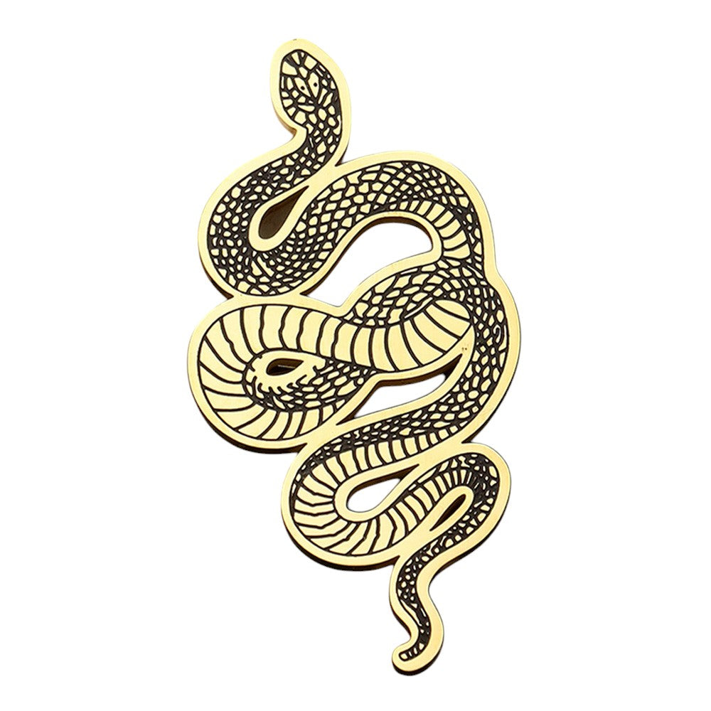 Gold Stainless Steel Snake Pin Brooch is a must-have accessory that will add a touch of edgy elegance to any outfit. Made of durable stainless steel, this brooch is long-lasting and versatile, making it perfect for both casual and formal occasions. Its sleek design and high-quality material make it a great investment for your wardrobe.