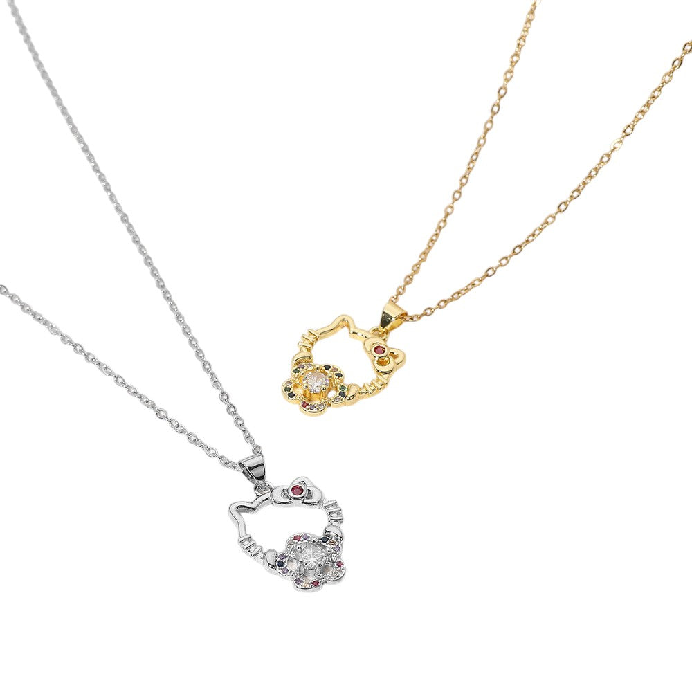 Gold Stainless Steel Stone Paved Kitty Pendant Necklace adds a charming touch to any outfit. Made with premium stainless steel and paved with sparkling stones, this necklace is both durable and elegant. Perfect for cat lovers, it's a perfect addition to any jewelry collection.