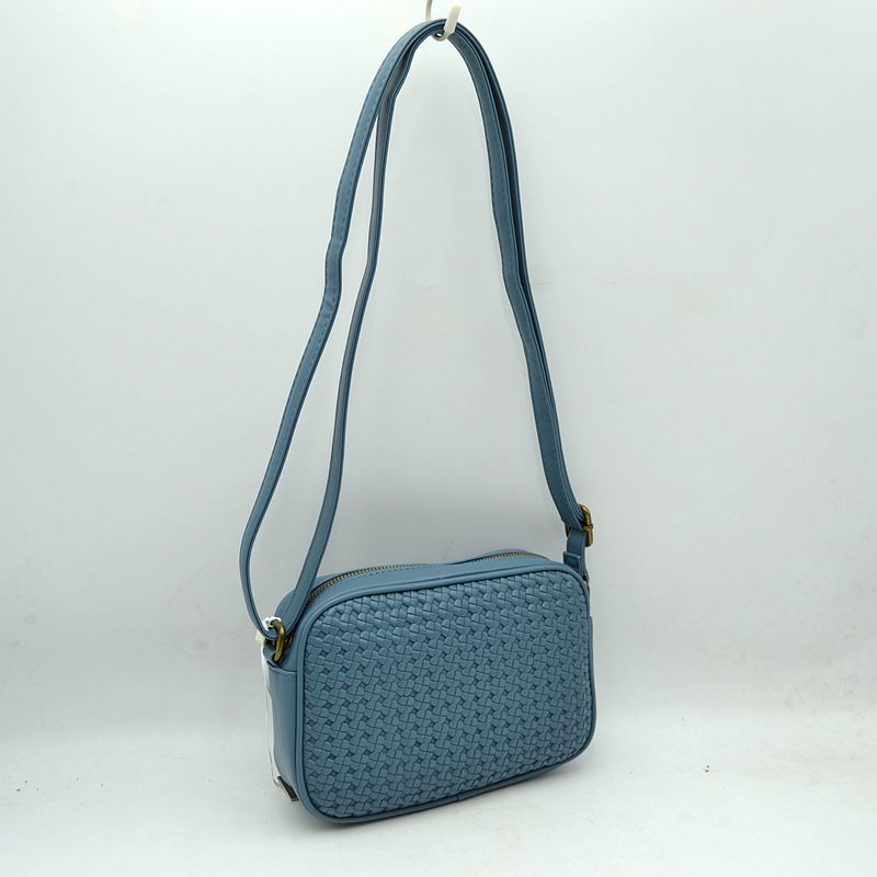 Woven Camera Crossbody Bag with Adjustable Shoulder Strap - Denim - Crossbody Bags