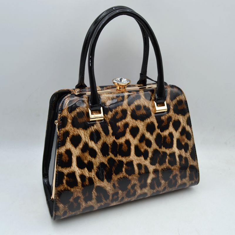 Patent Frame Satchel Handbag with Top Handles and Pearl Clasp - Satchel Bag