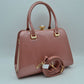Patent Frame Satchel Handbag with Top Handles and Pearl Clasp - Mauve - Satchel Bag