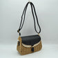 Woven Shoulder Bag with Adjustable Strap and Flap Closure - Black - Shoulder Bag