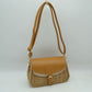Woven Shoulder Bag with Adjustable Strap and Flap Closure - Khaki - Shoulder Bag