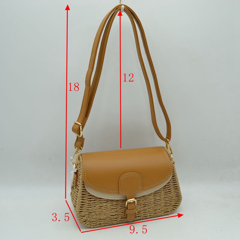 Woven Shoulder Bag with Adjustable Strap and Flap Closure - Shoulder Bag