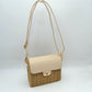 Quilted Flap Woven Straw Crossbody Bag with Adjustable Shoulder Strap - Beige - Crossbody Bag