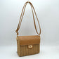 Quilted Flap Woven Straw Crossbody Bag with Adjustable Shoulder Strap - Brown - Crossbody Bag