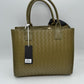 Woven Texture Tote Bag with Dual Top Handles and Scarf Accent - Tote Bag