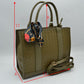 Woven Texture Tote Bag with Dual Top Handles and Scarf Accent - Tote Bag