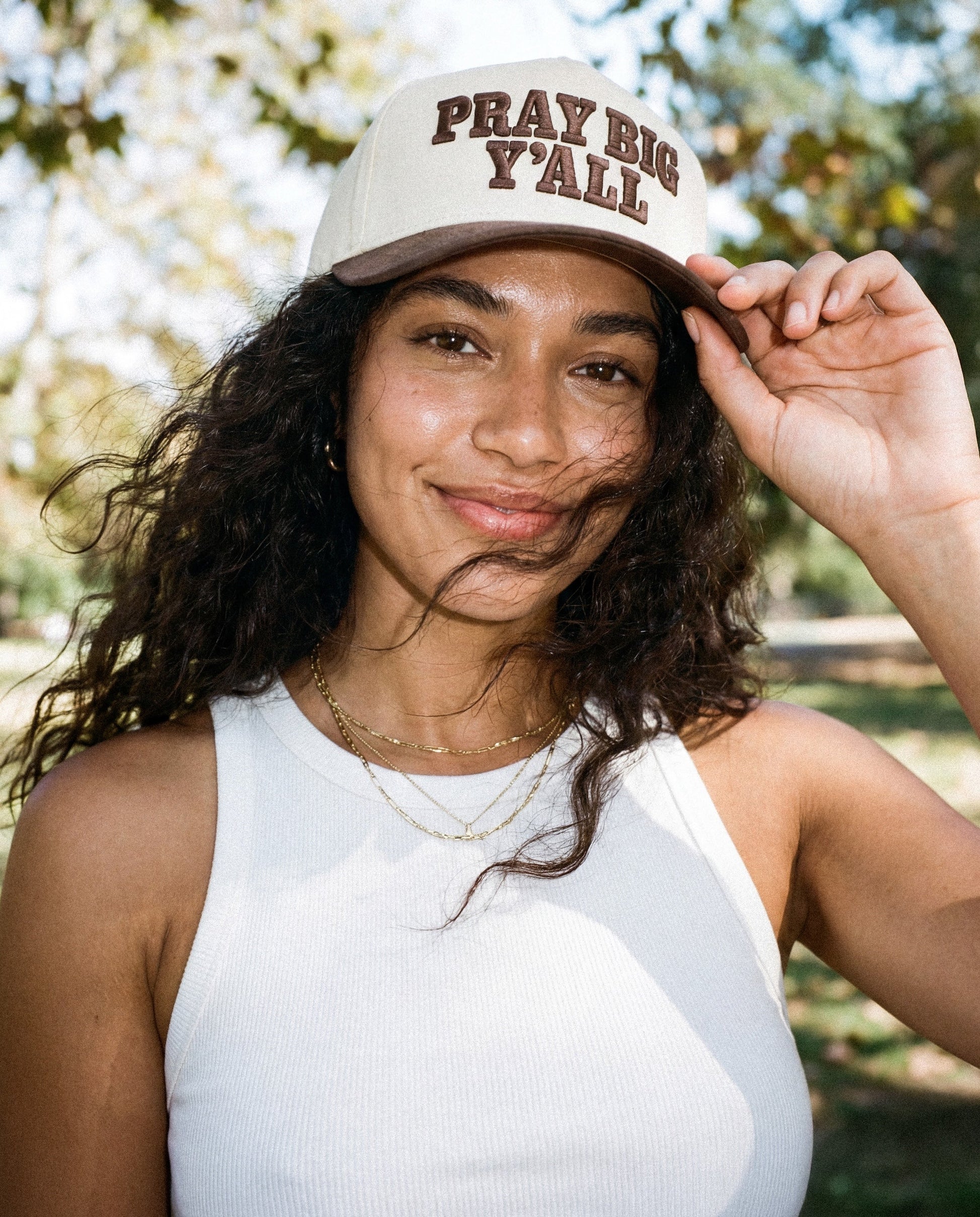 C.C Pray Big Y’All Trucker Hat - Brown - Trucker Hats