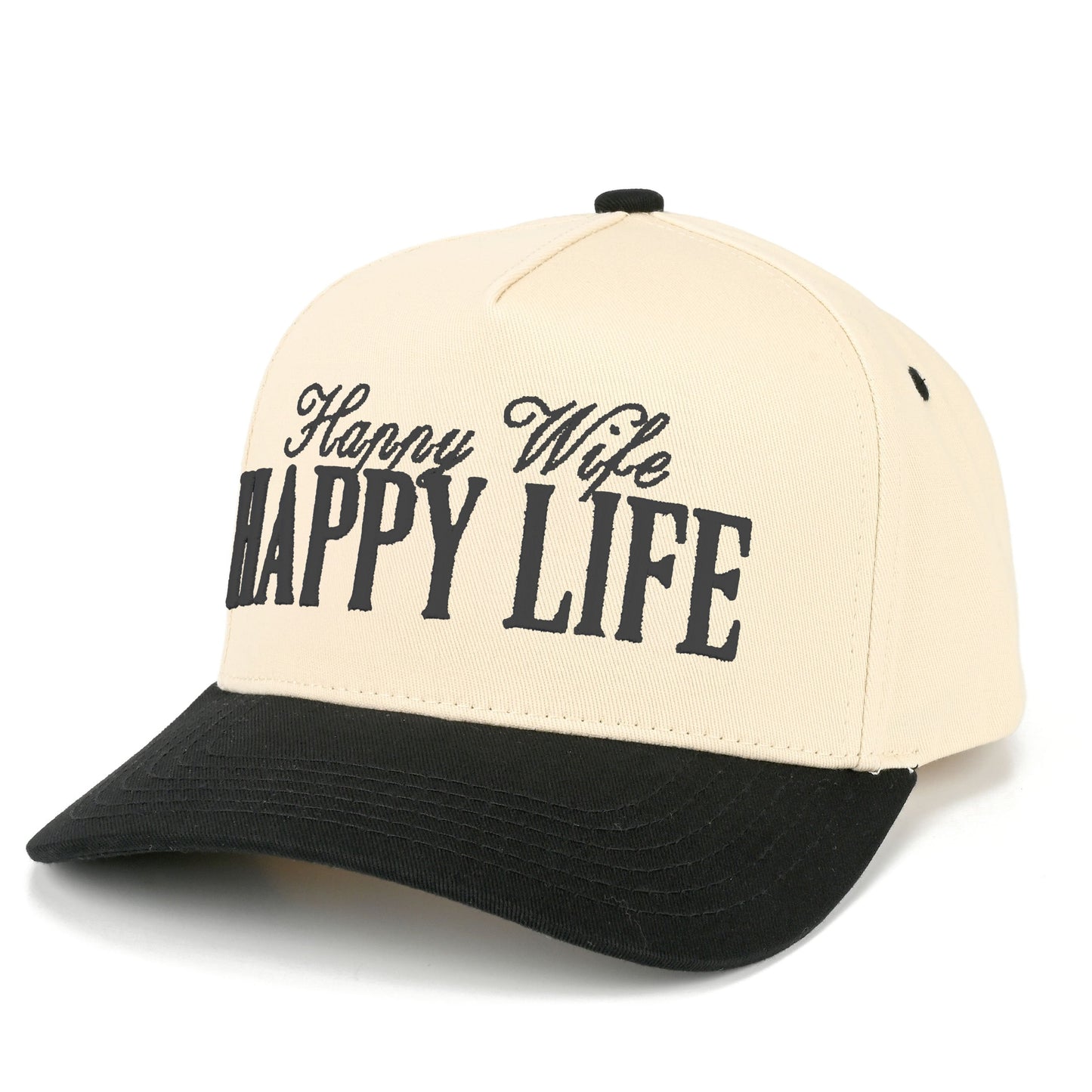 C.C Happy Wife Happy Life Trucker Hat - Black - Trucker Hats