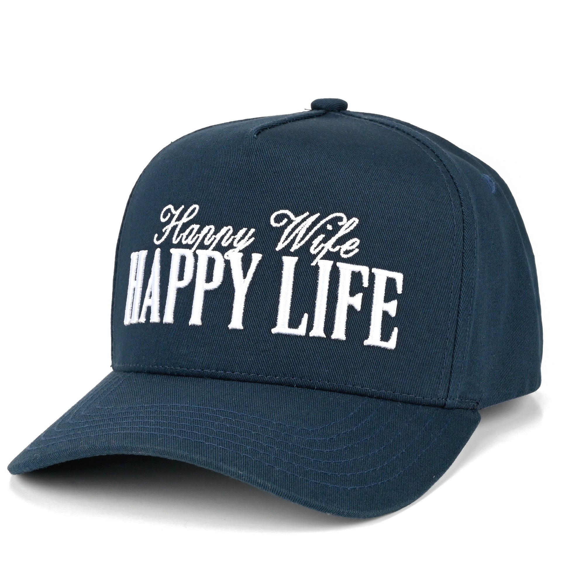 C.C Happy Wife Happy Life Trucker Hat - Navy - Trucker Hats