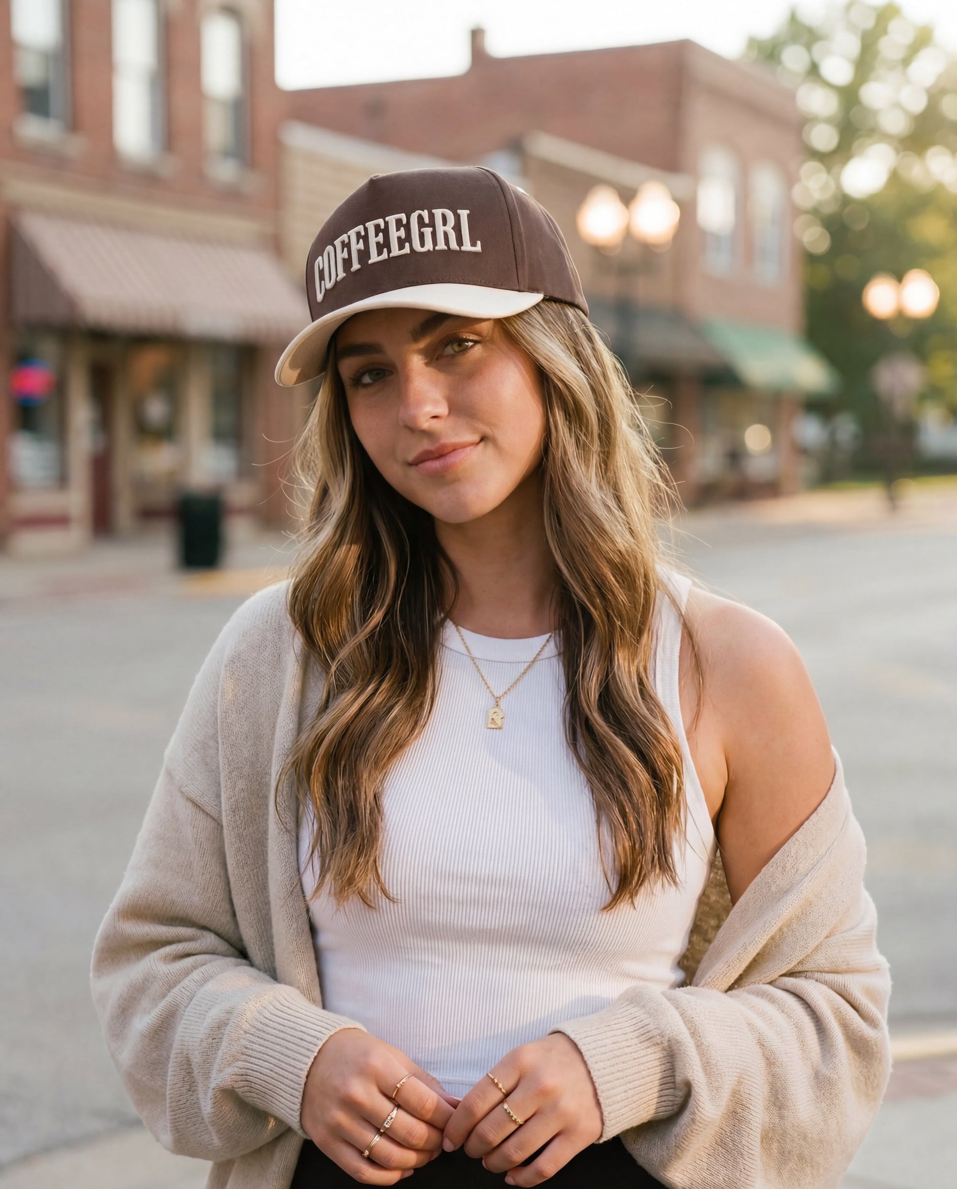 C.C Coffeegrl Trucker Hat - Cream/Brown - Trucker Hats