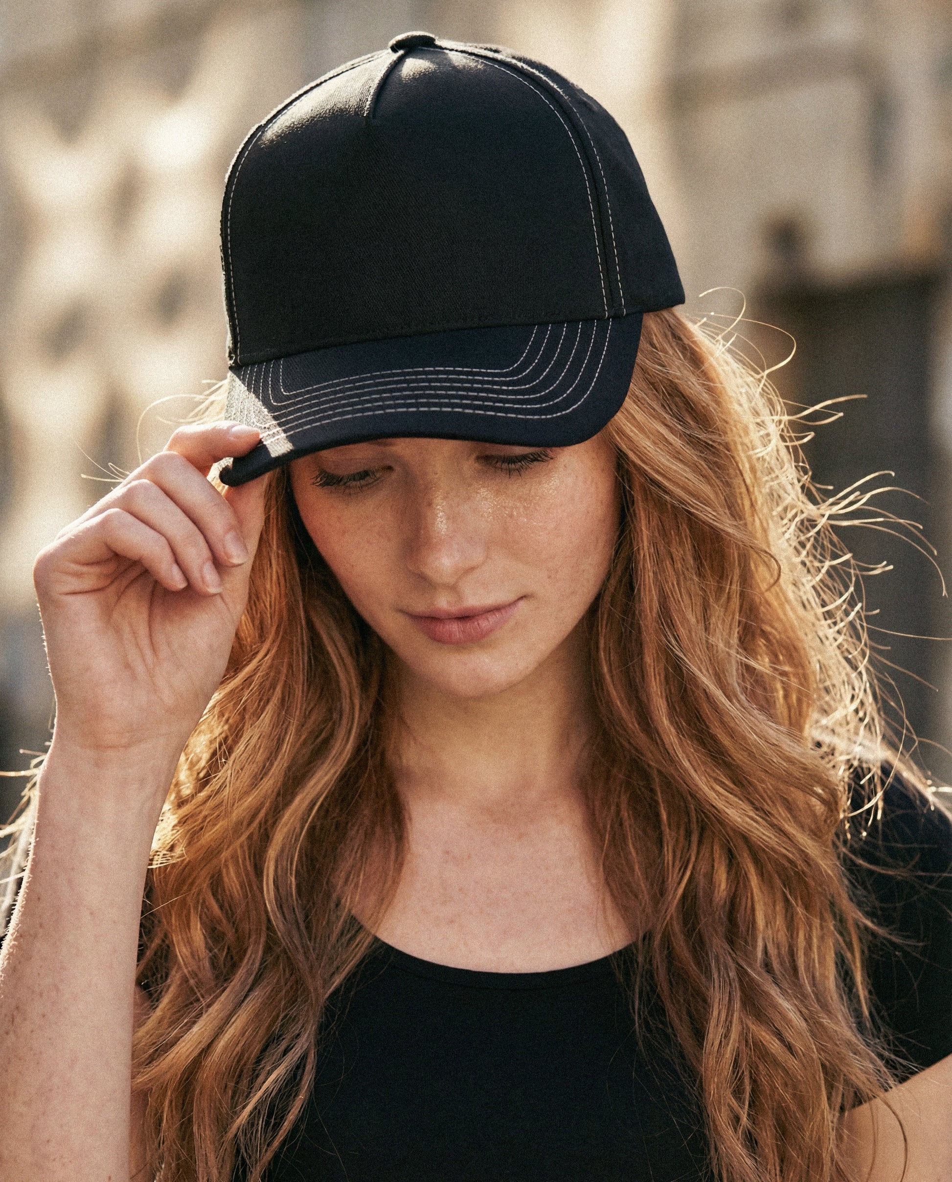 C.C Chain Stitch Embroidered Trucer Hat - Black - Trucker Hats