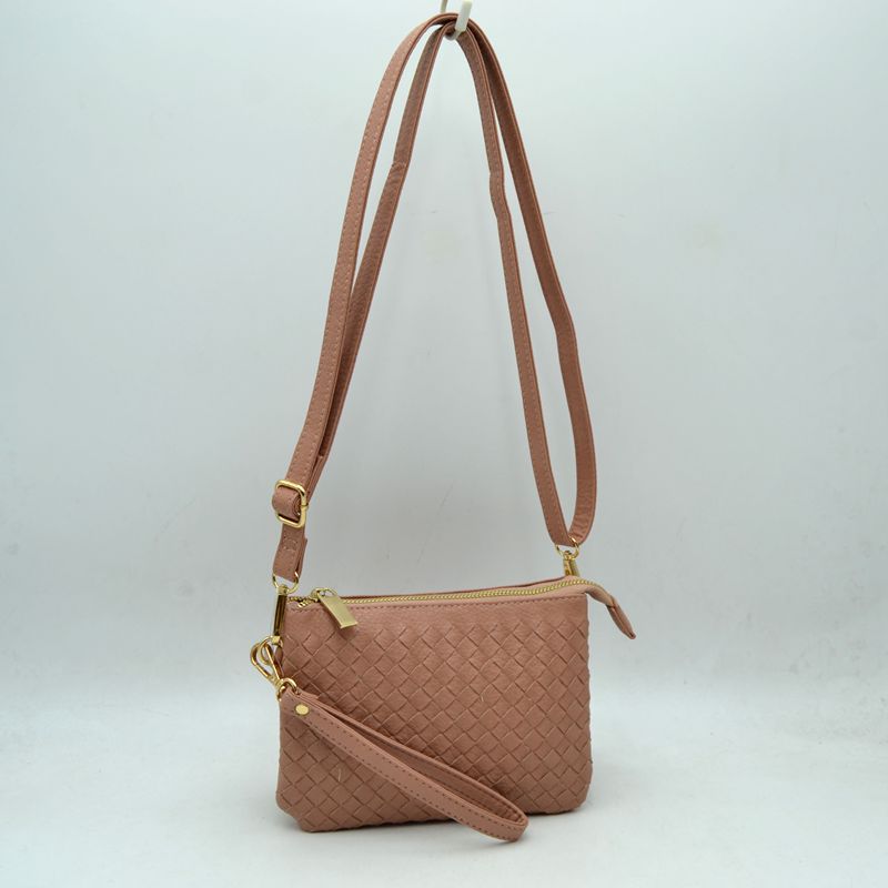 Woven 2-in-1 Crossbody Bag and Wristlet Clutch - Blush - Crossbody Bags