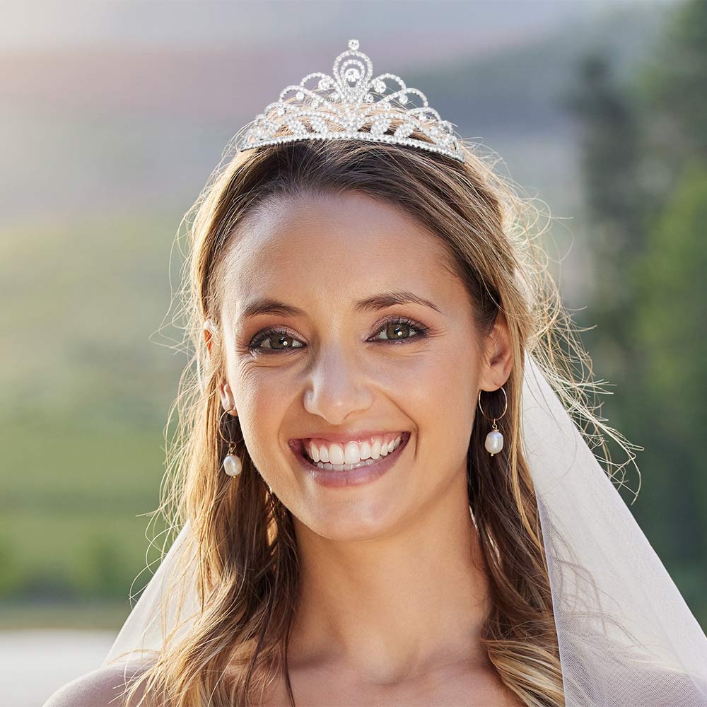 Madeline Love Silver Round Stone Accented Princess Tiara - Hair Accessories