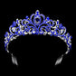 Madeline Love Sapphire, Silver Teardrop Stone Pointed Rhienstone Paved Princess Tiara - Hair Accessories - desc