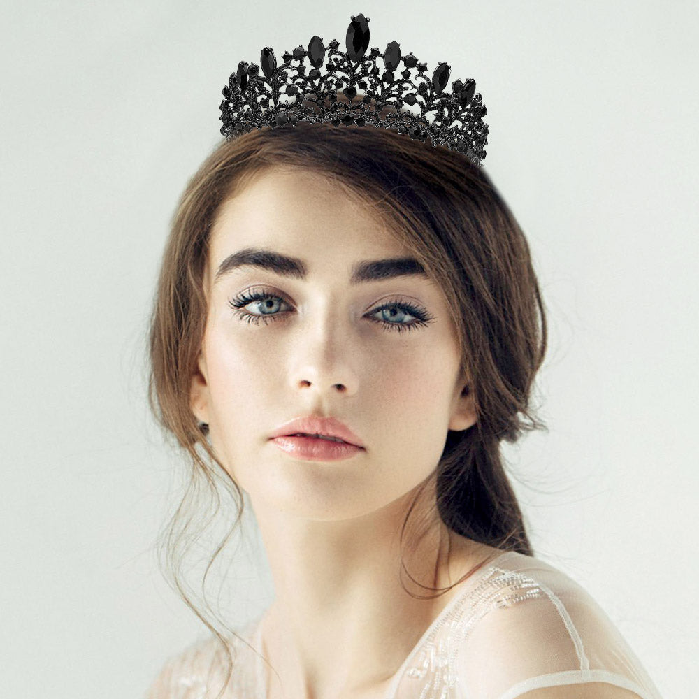 Madeline Love Jet Black Marquise Stone Custer Accent Princess Tiara - Hair Accessories
