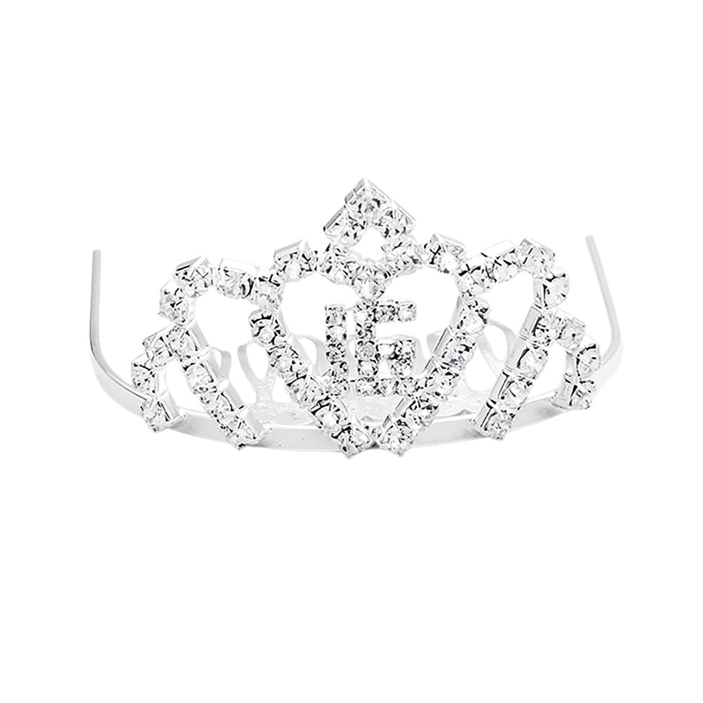 Madeline Love Clear, Silver "16" Crystal Rhinestone Mini Tiara - Hair Accessories - desc