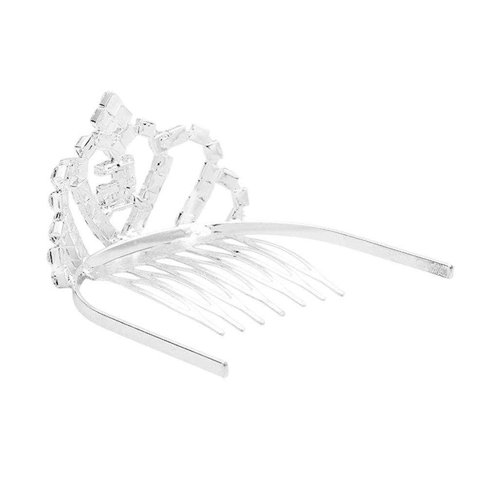 Madeline Love Clear, Silver "16" Crystal Rhinestone Mini Tiara - Hair Accessories - extra