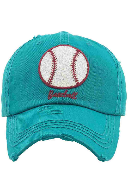 Turquoise Glitter Washed Vintage Baseball Cap features a softly distressed finish with subtle glitter accents that add a touch of sparkle to its classic, laid-back style. Designed with an adjustable fit and breathable fabric, this cap delivers all-day comfort while elevating everyday outfits with effortless shine.