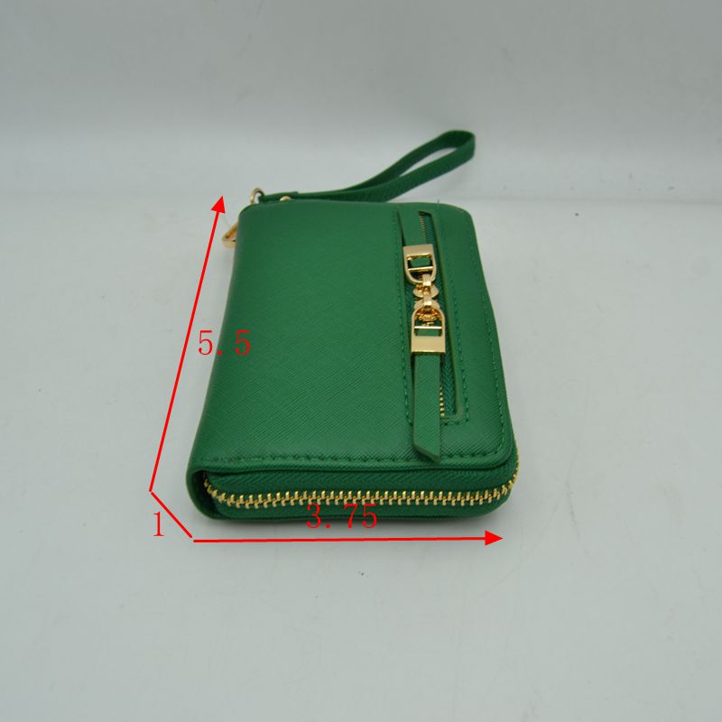 Structured Dual Zipper Wristlet Wallet Clutch with Removable Strap - Clutch Bags