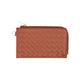 Faux Leather Basket Weave Flat Card Holder Wallet with Wristlet - Tan - Wallets