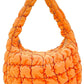 Tangerine Compact quilted bag crafted from durable 100% polyester with a timeless solid design. Measuring 8.7" x 11.8" x 3.15", it's the perfect size for everyday essentials, travel accessories, or as a versatile organizer. The quilted texture adds visual interest and subtle structure. Ideal for on-the-go convenience with a sleek, minimalist aesthetic that pairs effortlessly with any outfit.