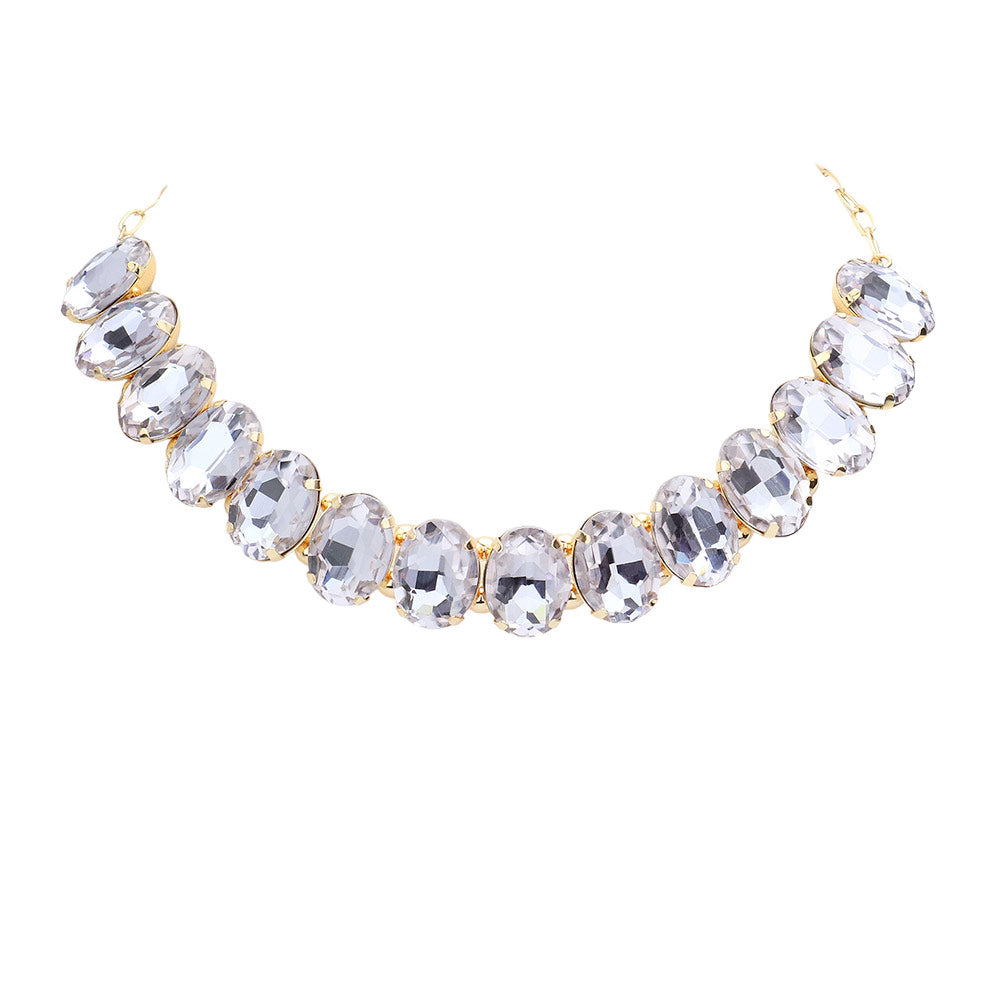 Oval Stone Evening Necklace - Tanzanite - Necklaces