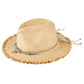 Taupe Braided Starfish Band Frayed Straw Summer Sun Hat features a distinctive braided starfish band and stylish frayed edges. The wide brim provides optimal UV protection while maintaining breathability, making it an essential accessory for beach outings, resort wear, or any outdoor summer activity. Lightweight construction ensures all-day comfort.