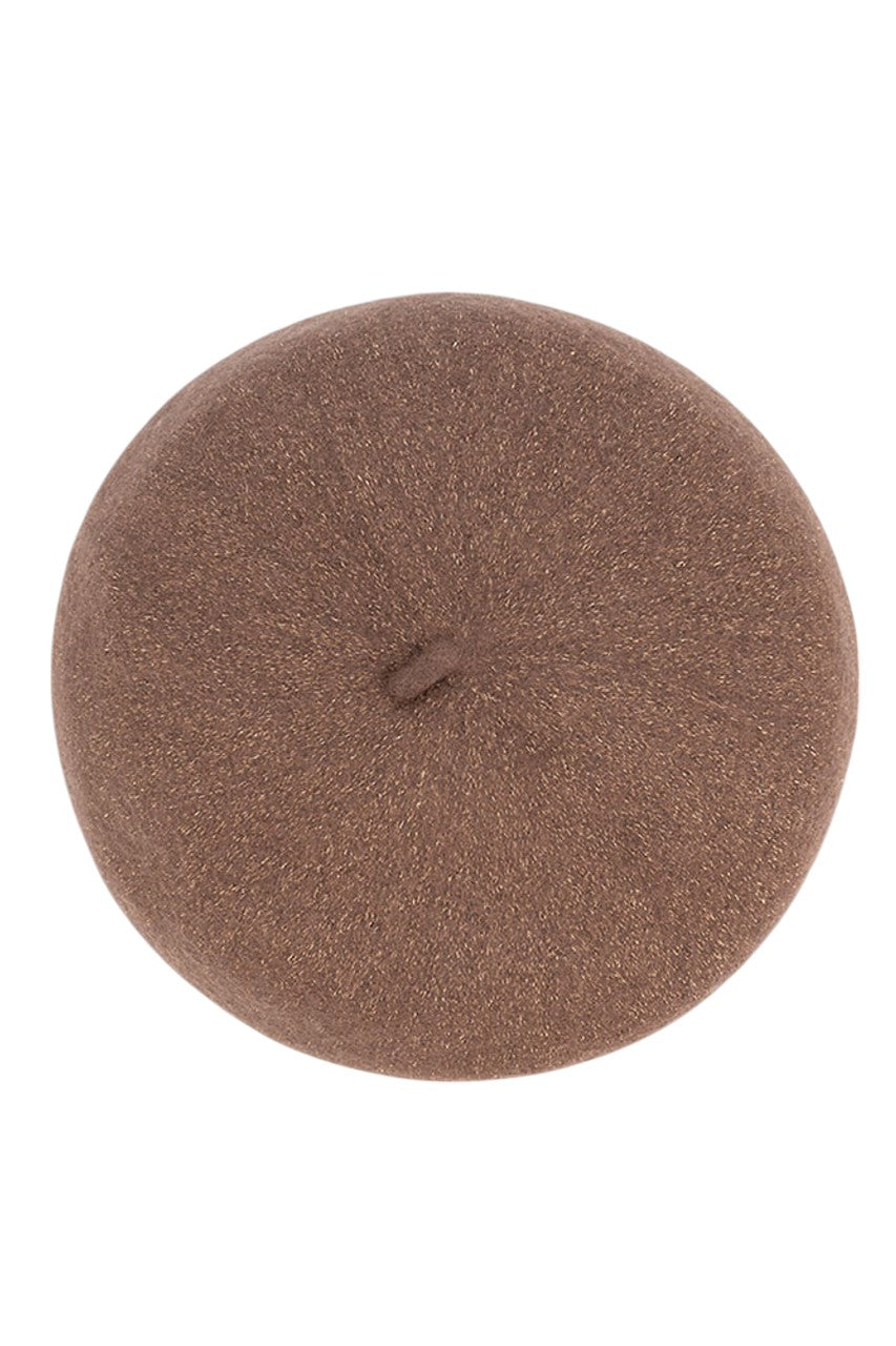 Taupe The C.C. Lurex Yarn Wool Beret combines traditional craftsmanship with contemporary style. It is meticulously constructed from premium wool with integrated lurex threads that create a subtle metallic sheen. This expertly designed headwear retains warmth while maintaining breathability, ensuring comfort throughout variable temperatures. The classic silhouette offers versatile styling options for both casual and formal occasions.