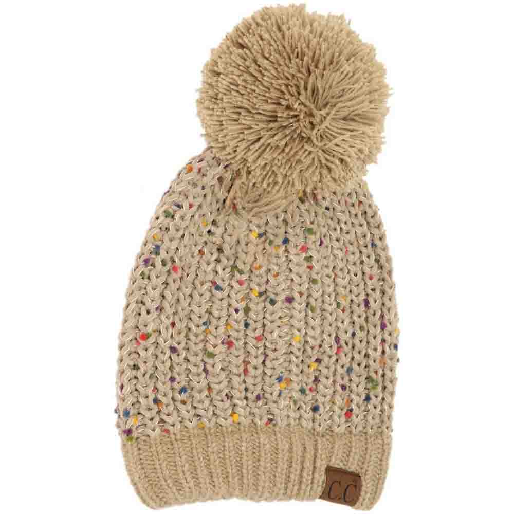 Taupe Chenille Confetti Pom Beanie combines premium chenille yarn with a vibrant, multi-color confetti design, delivering both softness and visual appeal. Expertly crafted for superior warmth and comfort, this beanie features a classic pom-pom for added style. Its durable knit construction ensures long-lasting wear, making it an ideal accessory for cold weather that effortlessly balances performance and fashion. 