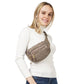 Taupe Quilted Multi Pocket Sling Bag Fanny Pack Belt Bag, be the ultimate fashionista when carrying this pocket sling bag fanny pack belt bag in style. This fanny pack for women could keep all documents, phones, Travel, Money, Cards, keys, etc. It can be thrown over the shoulder, across the chest around the waist.